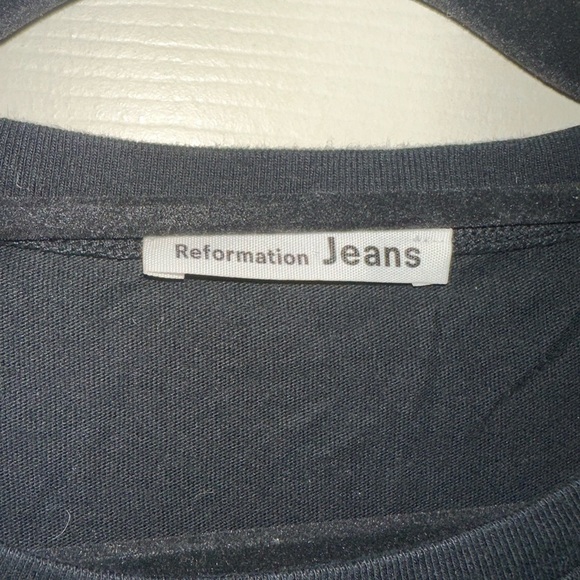 Reformation Jeans women’s black long sleeve front knot top M casual cotton - Picture 2 of 6